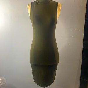 Dark green turtle neck dress